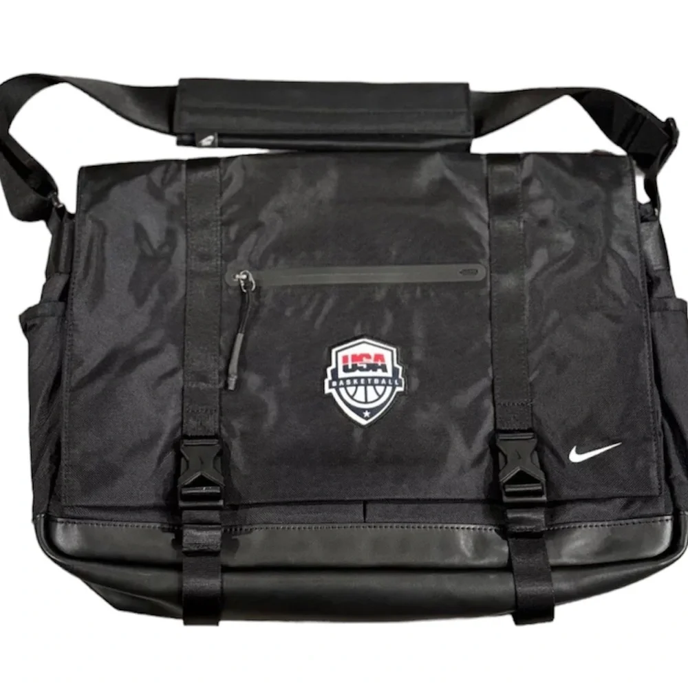 Unisex Nike USA Basketball OLYMPICS Shoulder Messenger Laptop Bag Black Pockets